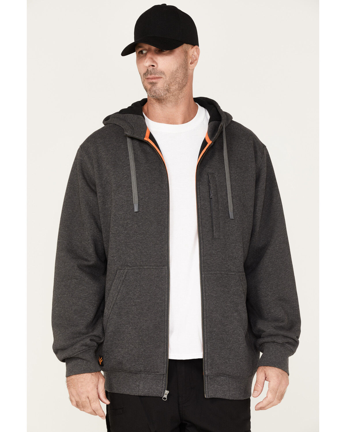 Image #1 - Hawx Men's Logo Thermal Hooded Zip Jacket, Charcoal, hi-res