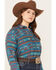 Image #2 - Ariat Women's Southwestern Print Billie Rae Long Sleeve Button Down Western Shirt - Plus, Teal, hi-res