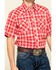 Wrangler 20X Men's Advanced Comfort Red Plaid Short Sleeve Western Shirt , Red, hi-res