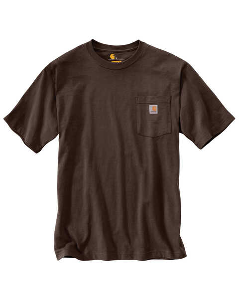 Carhartt Men's Loose Fit Heavyweight Logo Pocket Work T-Shirt - Big & Tall, Dark Brown, hi-res