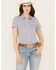 Image #1 - Ariat Women's Gingham Print Short Sleeve Button-Down VentTEK Stretch Shirt, Blue/white, hi-res
