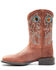 Image #3 - Justin Men's Brandy Bowline Cowhide Leather Western Boot - Broad Square Toe, Brown, hi-res