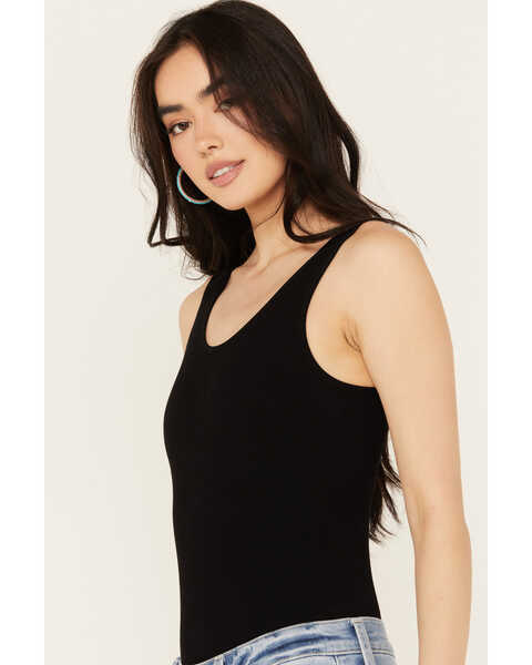 Image #2 - By Together Women's Hello There Ribbed Bodysuit, Black, hi-res