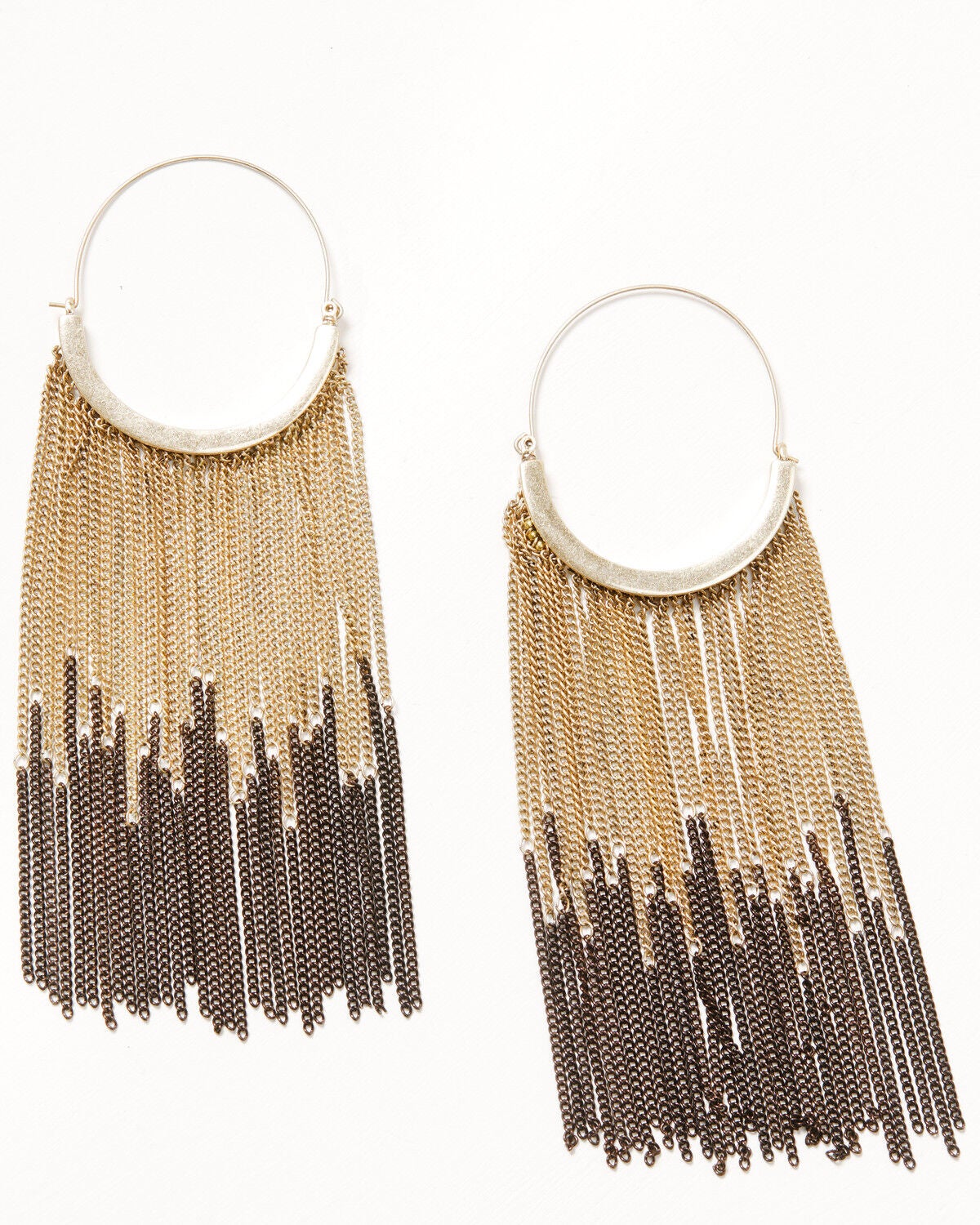 Lainey Wilson Women's Hoop with Chain Fringe Earrings, Gold