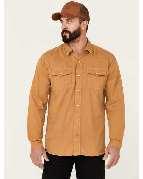 Ariat Men's Solid Tan Jurlington Retro Long Sleeve Snap Western Shirt , Tan, hi-res