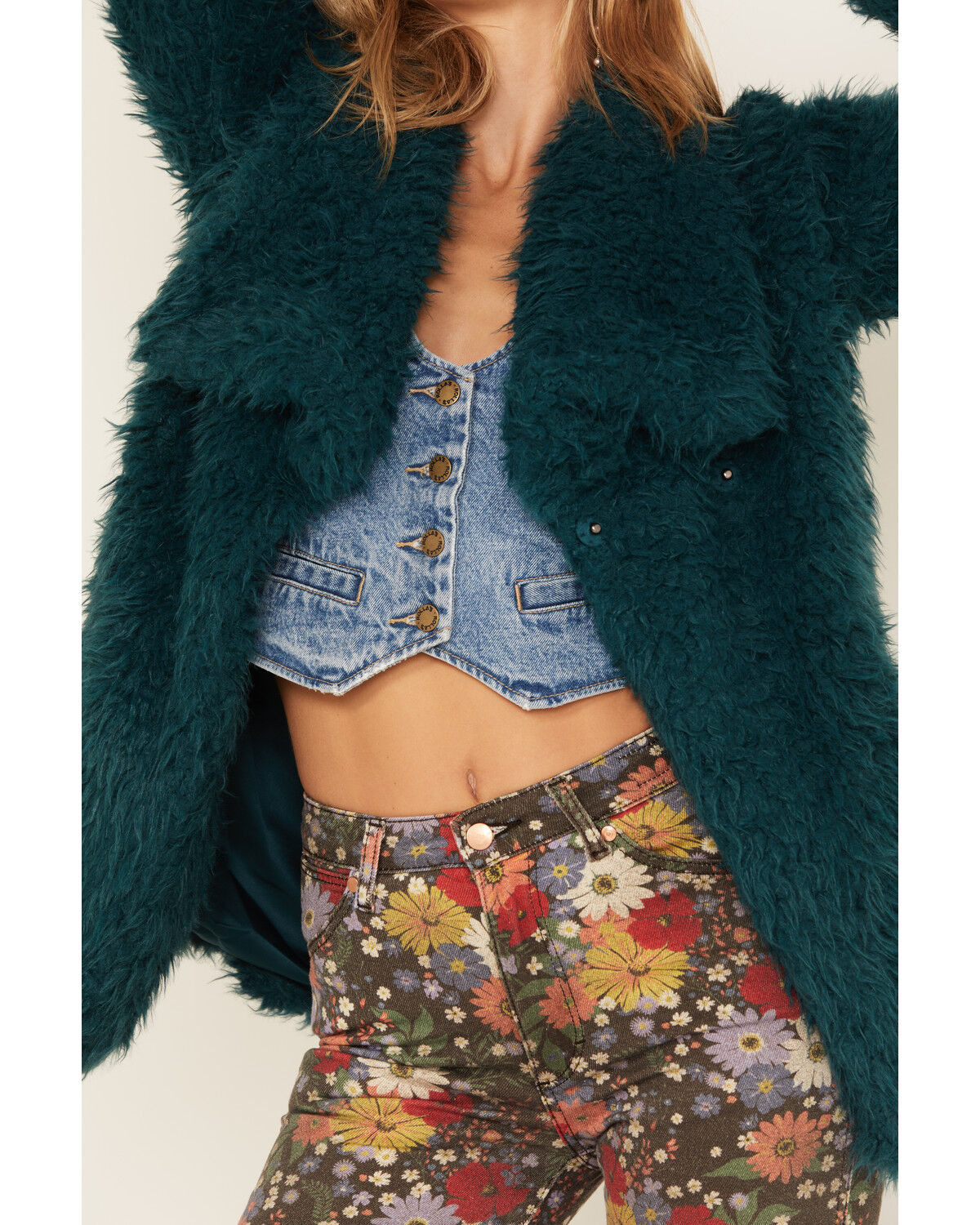 Image #3 - Shyanne Women's Faux Fur Fleece Coat, Deep Teal, hi-res