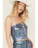 Image #2 - Vibrant Denim Women's Iridescent Tube Top, Blue, hi-res