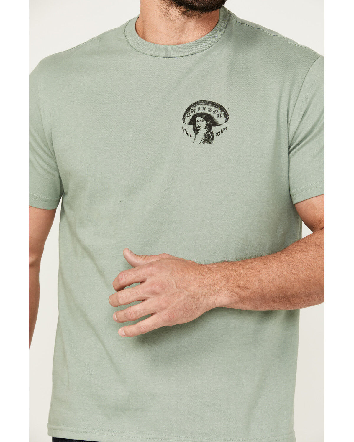 Image #3 - Brixton Men's Vive Libre Short Sleeve Graphic T-Shirt, Medium Green, hi-res