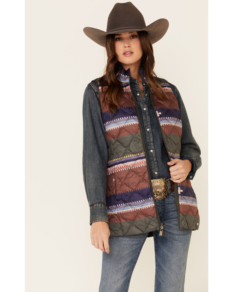 Pendleton Women's Bridger Reversible Down Vest , Olive, hi-res