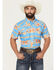 Image #1 - Rock & Roll Denim Men's Tek Southwestern Print Short Sleeve Snap Western Shirt, Blue, hi-res