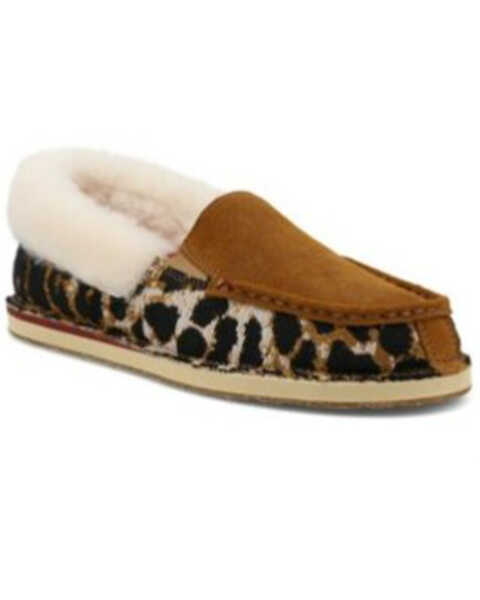 Twisted X Women's Leopard Print Fur-Lined Slippers - Moc Toe , Brown, hi-res