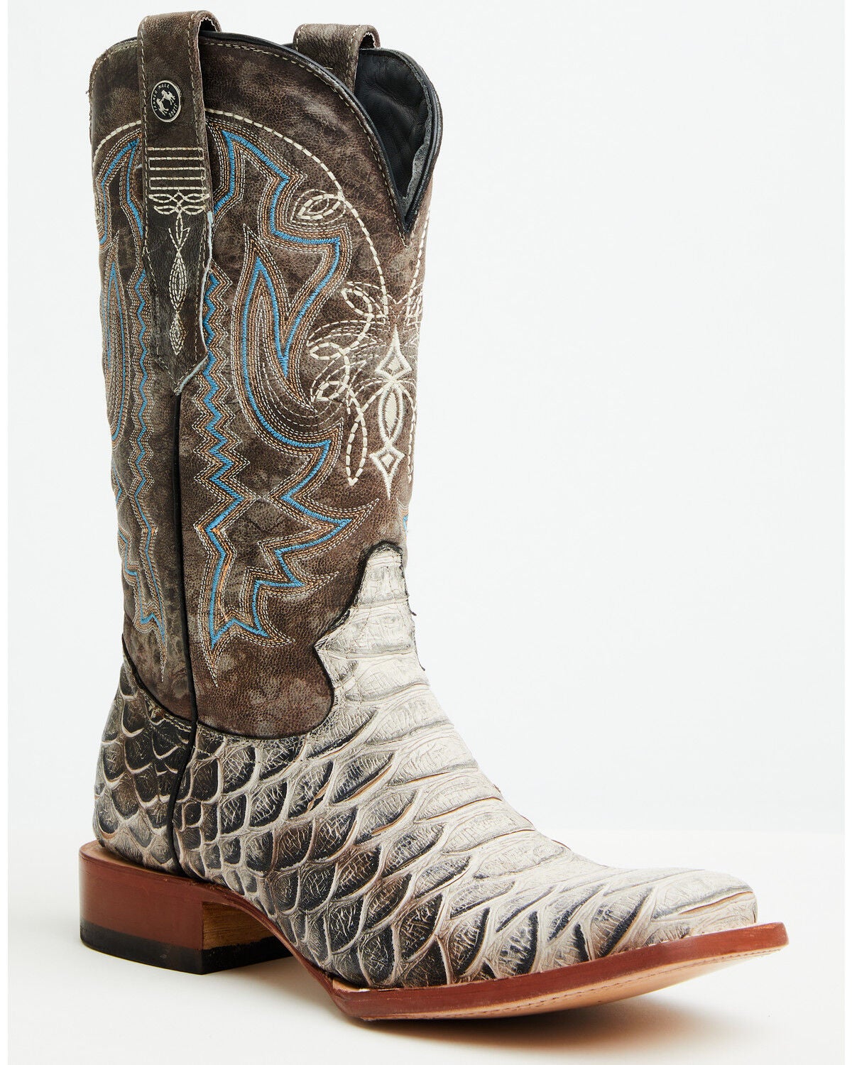 Tanner Mark Men's Python Print Western Boots - Broad Square Toe, Natural, hi-res