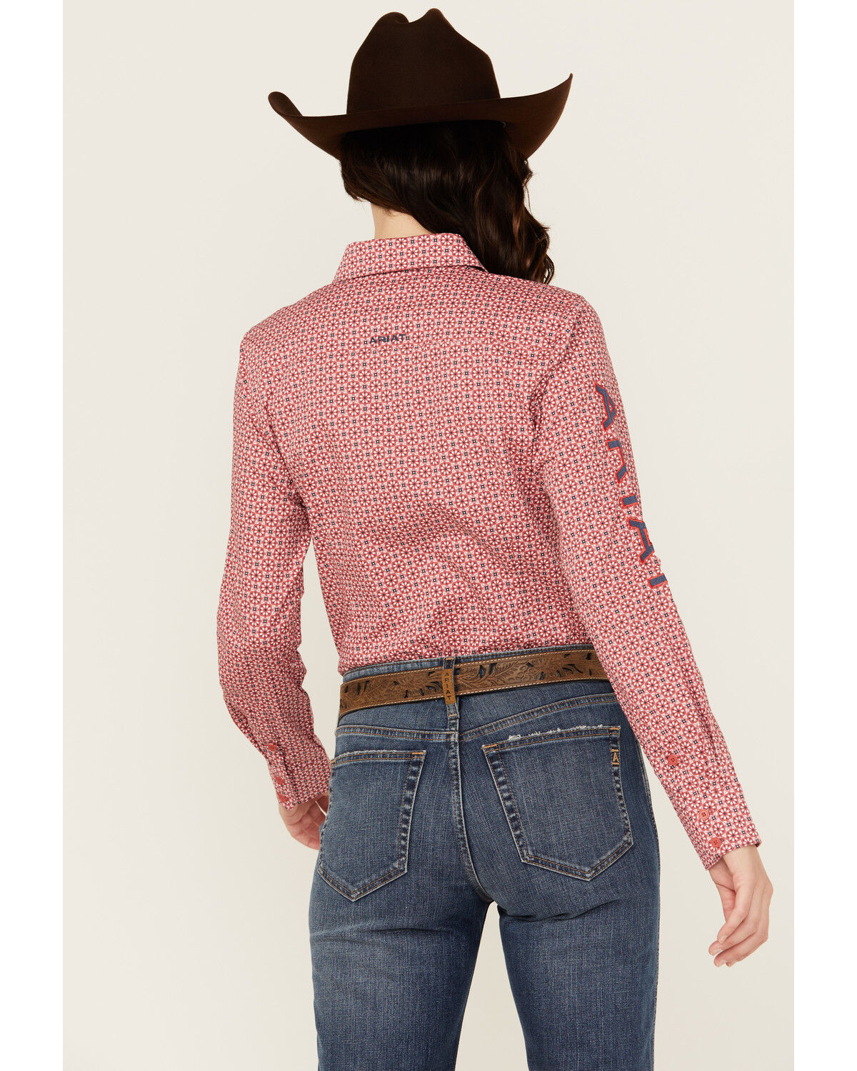 Image #4 - Ariat Women's Boot Barn Exclusive Team Kirby Medallion Print Long Sleeve Button-Down Stretch Western Shirt, Rose, hi-res
