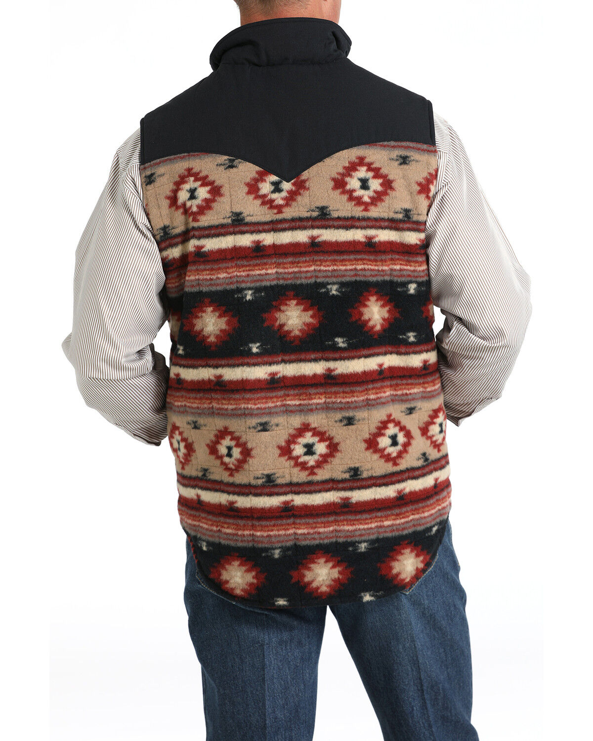 Image #6 - Cinch Men's Reversible Southwestern Print Quilted Vest - Big, Khaki, hi-res
