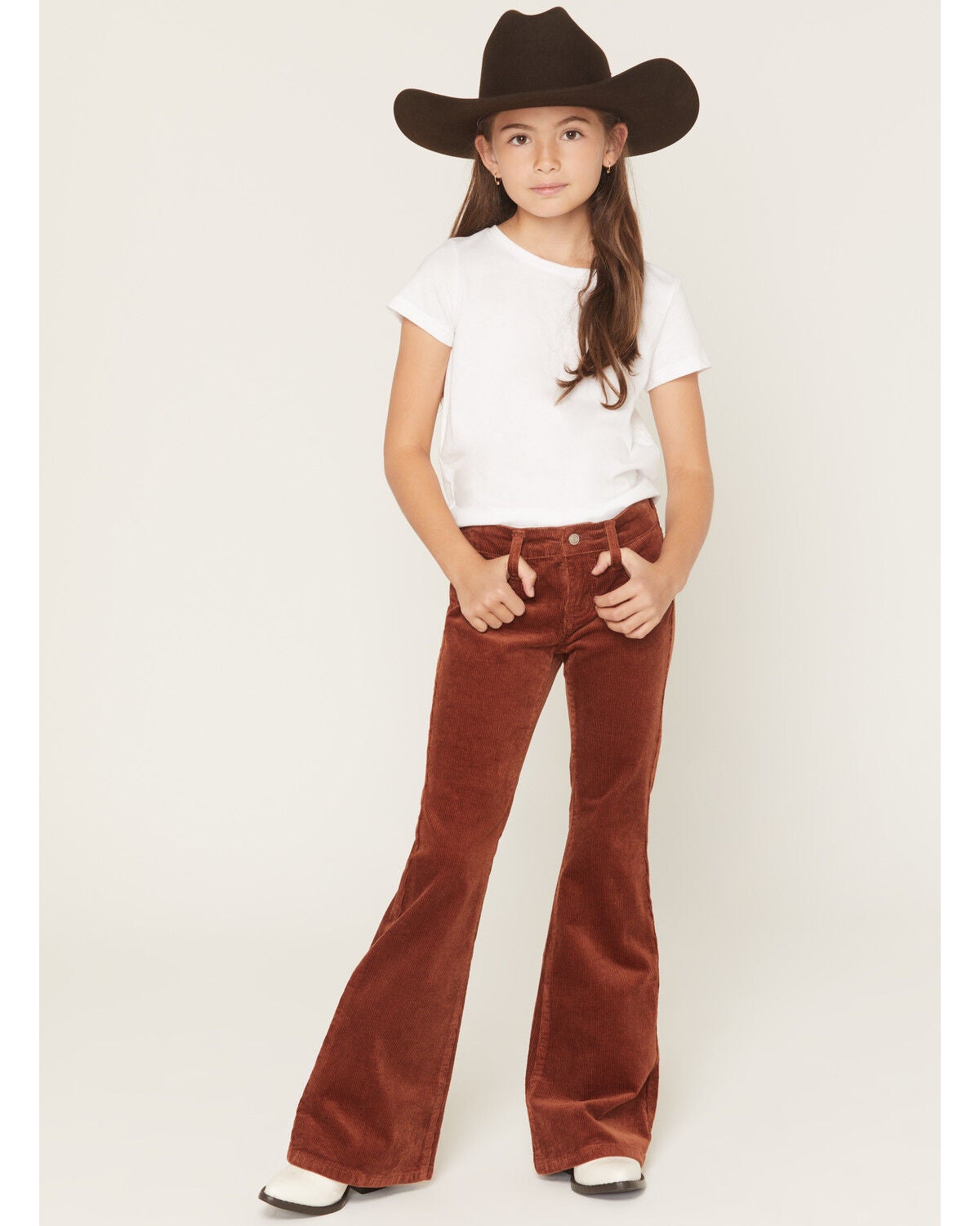 Rock Roll Denim Girls' Corduroy Flare Stretch Jeans Country