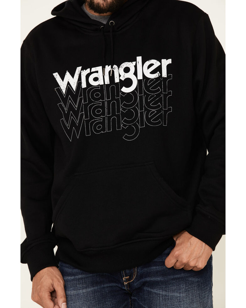 Wrangler Men's Black Stacked Logo Graphic Hooded Sweatshirt , Black, hi-res