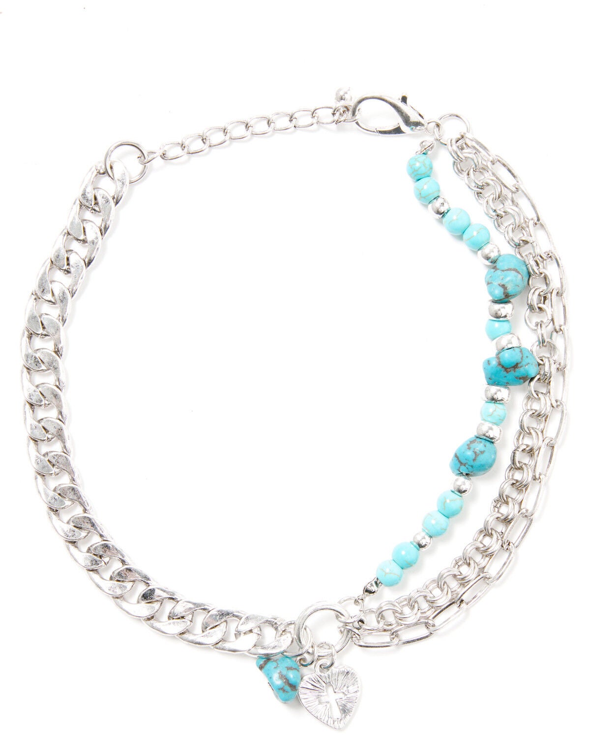 Image #2 - Shyanne Women's Turquoise Stone Chain Boot Charm, Silver, hi-res