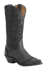 Boulet Women's Midnight Tooled Western Boots - Snip Toe, Black, hi-res