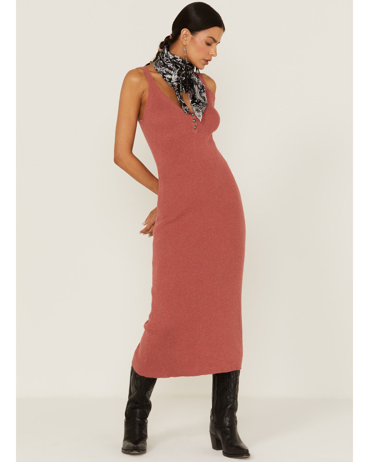 Image #1 - Tasha Polizzi Women's Helena Rib Knit Midi Dress, Grey, hi-res