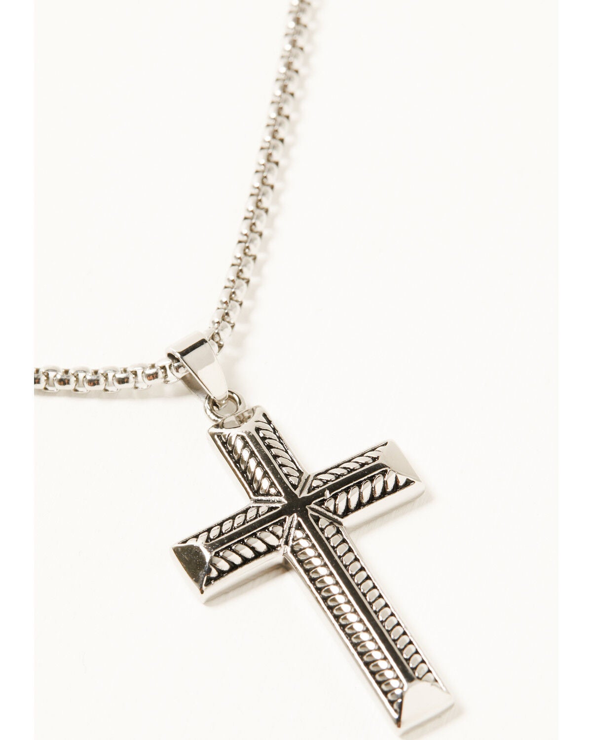 Image #2 - Cody James Men's Textured Cross Necklace, Silver, hi-res