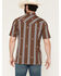 Image #4 - Ferrell Men's Rhett Striped Print Short Sleeve Snap Stretch Polo Shirt, Brown, hi-res