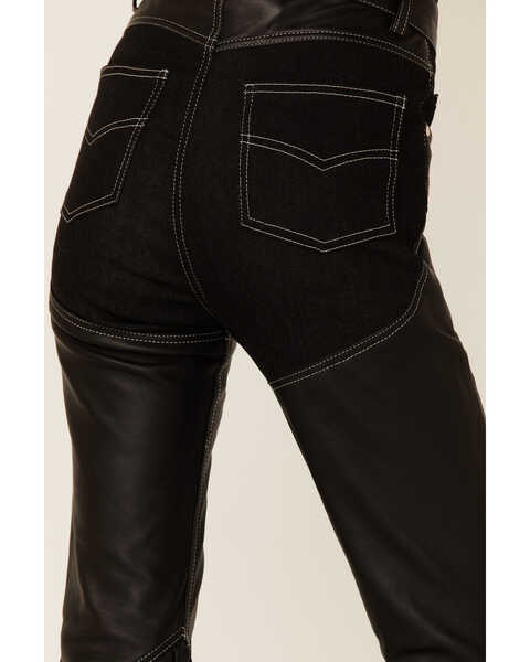 Image #3 - Understated Leather Women's Cowboy Denim & Leather Fringe Chap Jeans , Black, hi-res