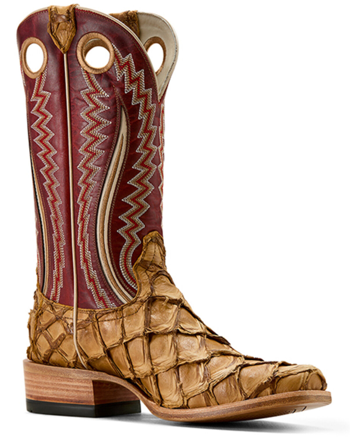 Image #1 - Ariat Men's Futurity Fame Exotic Pirarucu Western Boots - Square Toe, Brown, hi-res