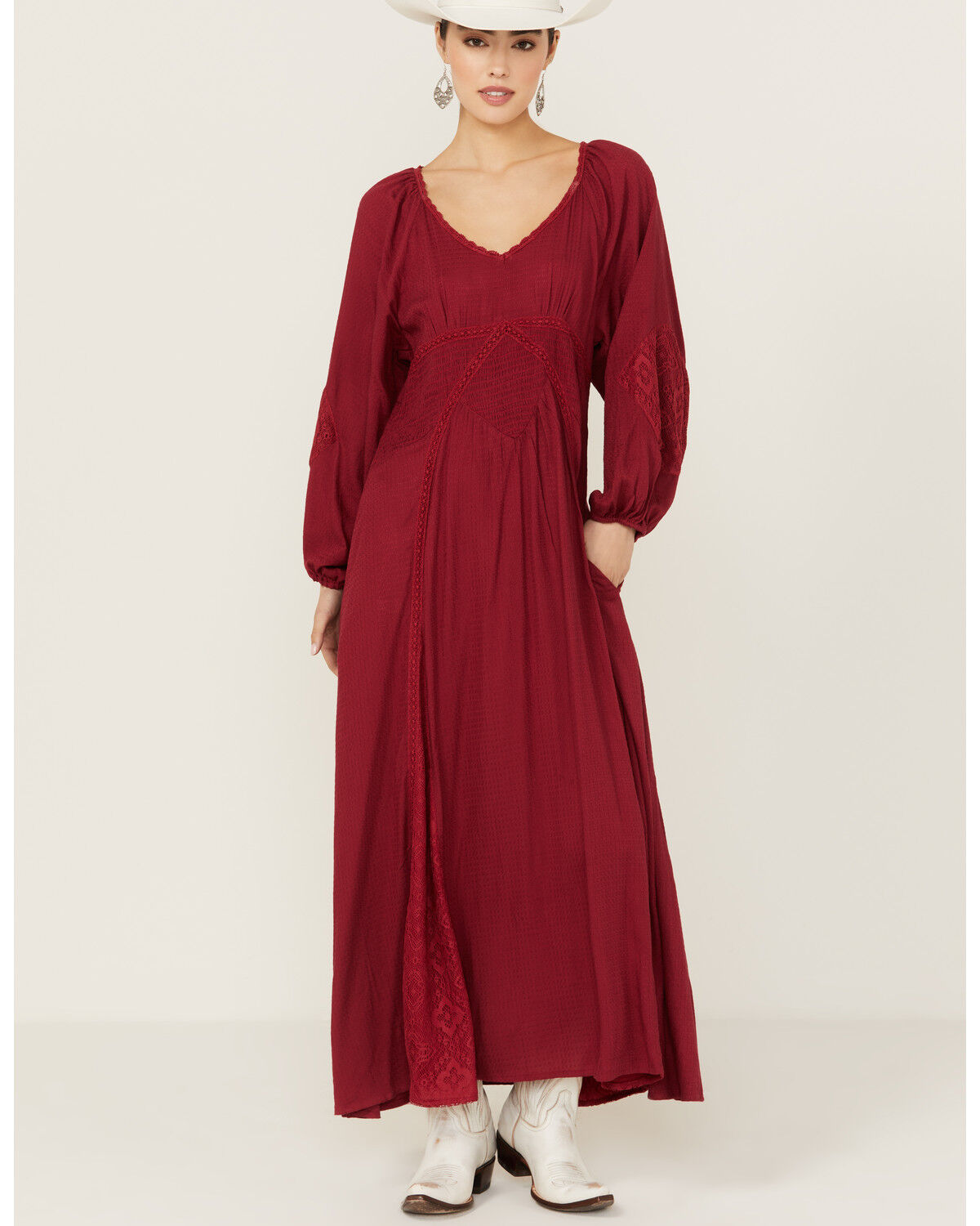 Image #1 - Gunit Solid Lace Women's Long Sleeve Maxi Dress, , hi-res