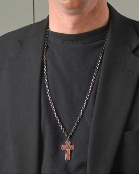 Image #2 - Montana Silversmiths Men's Nickel Faded Glory Cross Necklace , Silver, hi-res