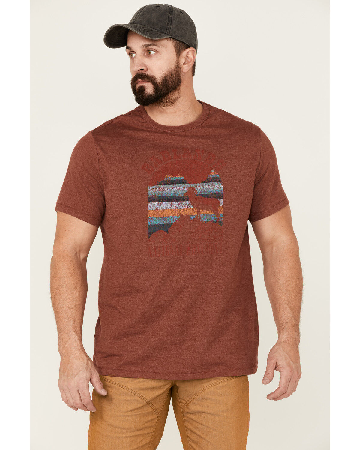 Image #1 - Brothers and Sons Men's Badlands National Monument Graphic Red Short Sleeve T-Shirt, Red, hi-res