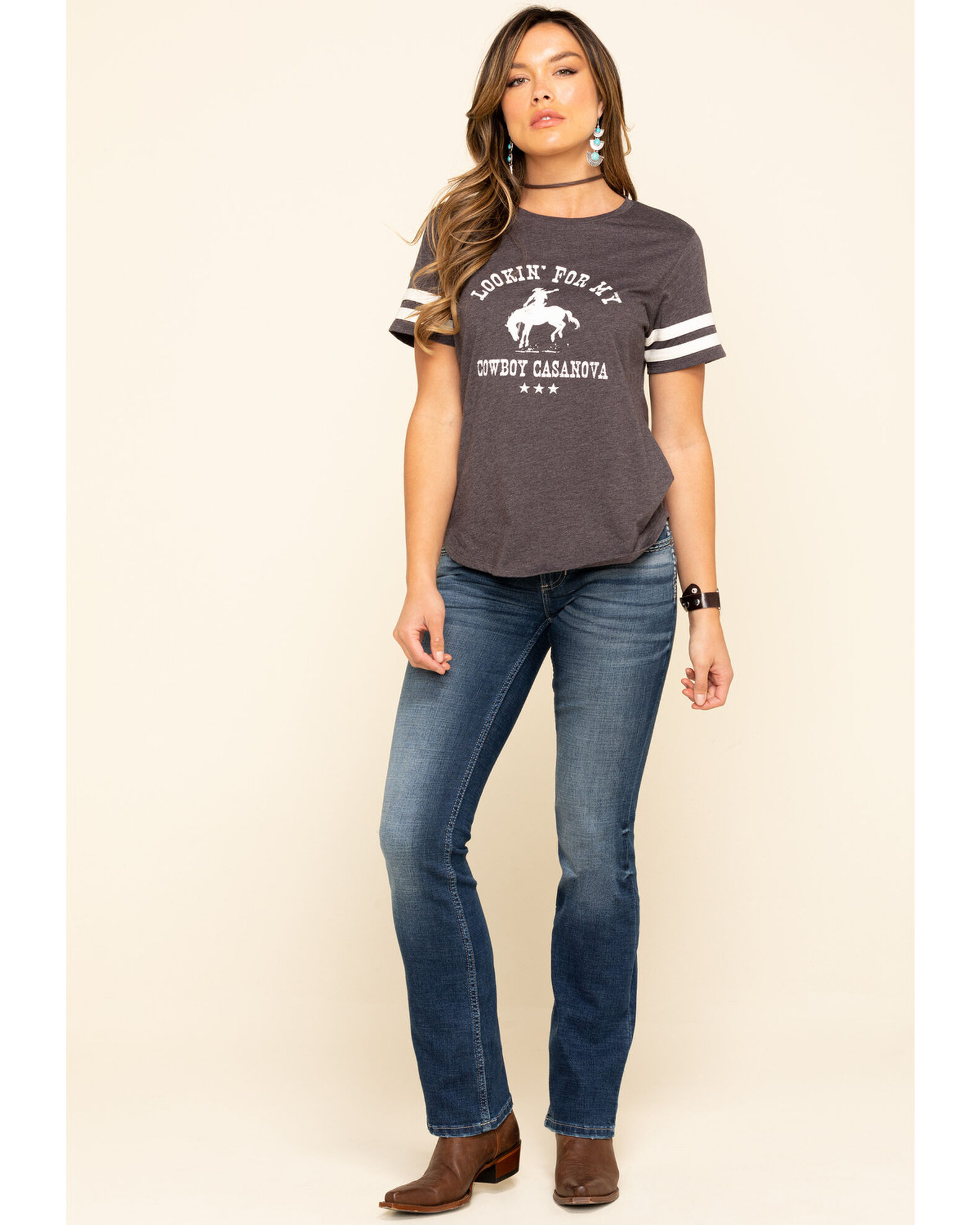 Image #6 - Cut & Paste Women's Cowboy Casanova Football Tee, Black, hi-res