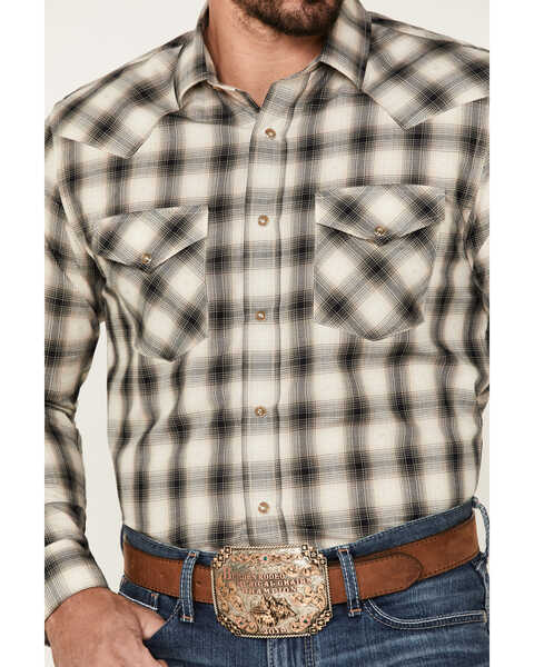Image #3 - Pendleton Men's Frontier Dobby Ombre Plaid Snap Western Shirt , Tan, hi-res