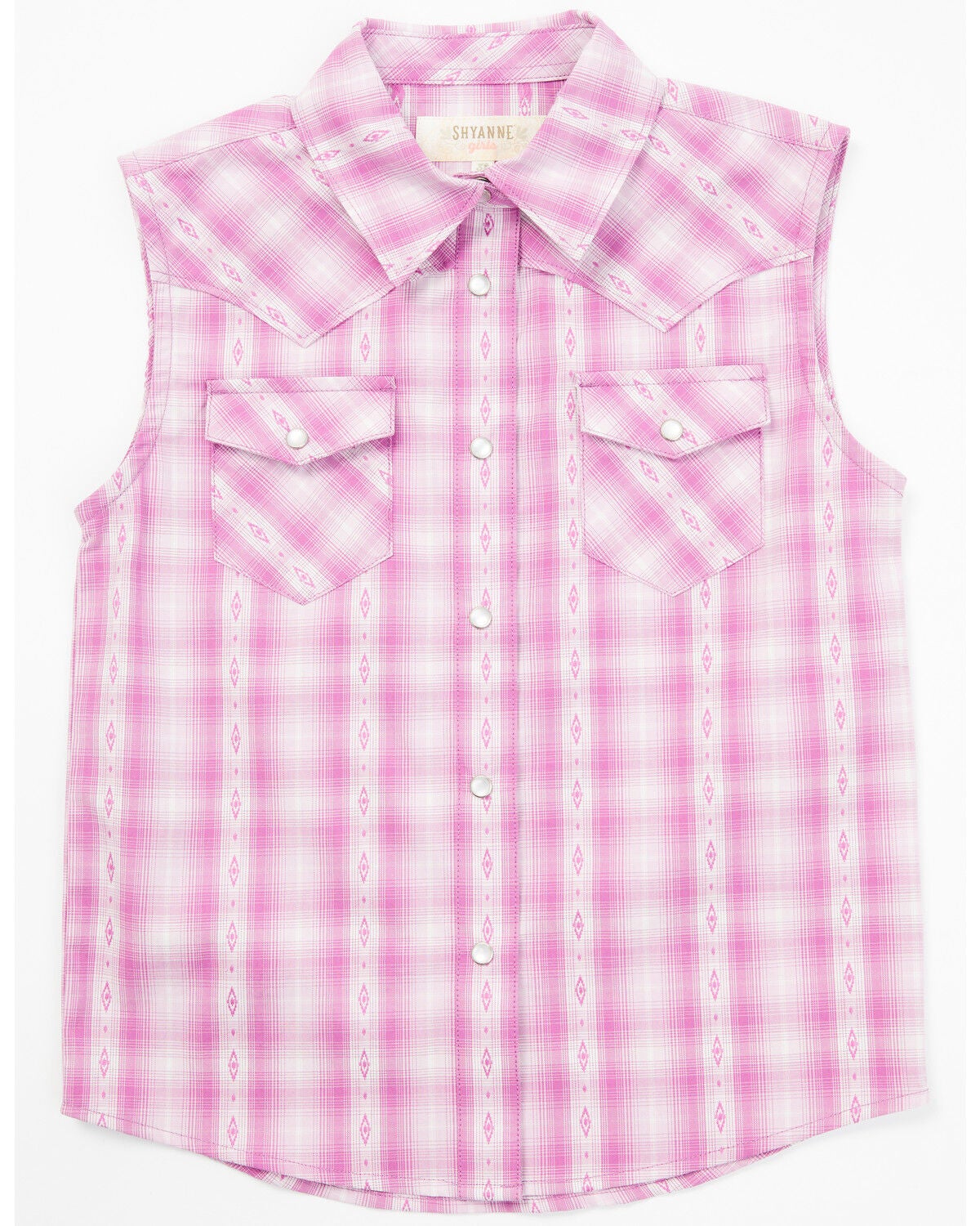 Shyanne Toddler Girls Dobby Striped Western Pearl Snap Shirt, Grape, hi-res