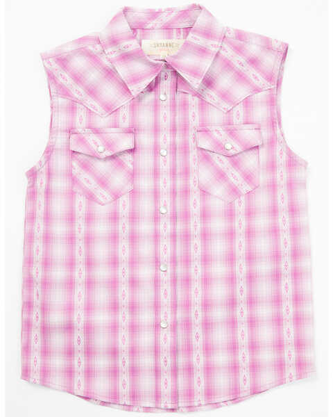 Shyanne Toddler Girls Dobby Striped Western Pearl Snap Shirt, Grape, hi-res