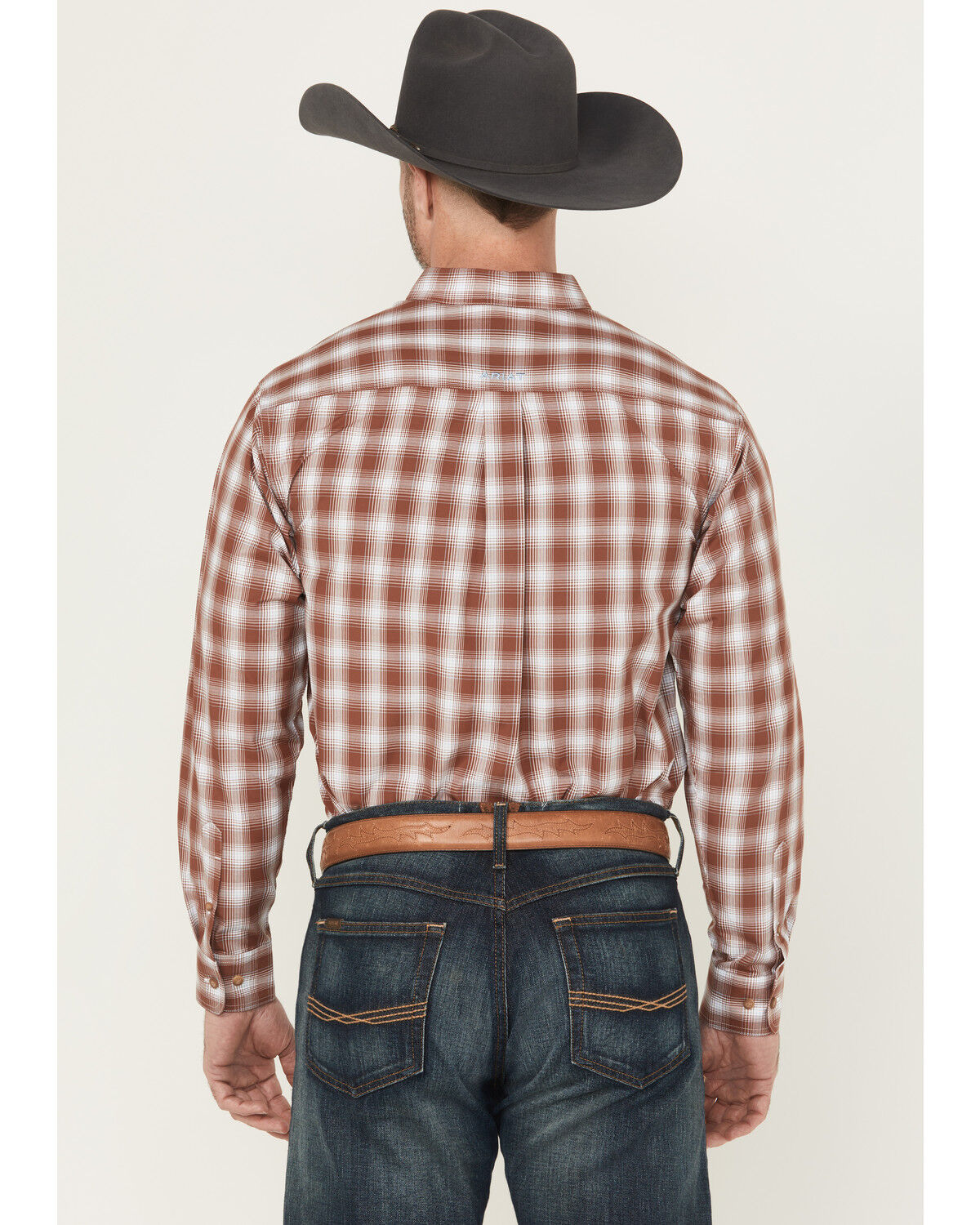 Image #4 - Ariat Men's Cruz Pro Series Plaid Print Long Sleeve Button-Down Stretch Western Shirt, Brown, hi-res