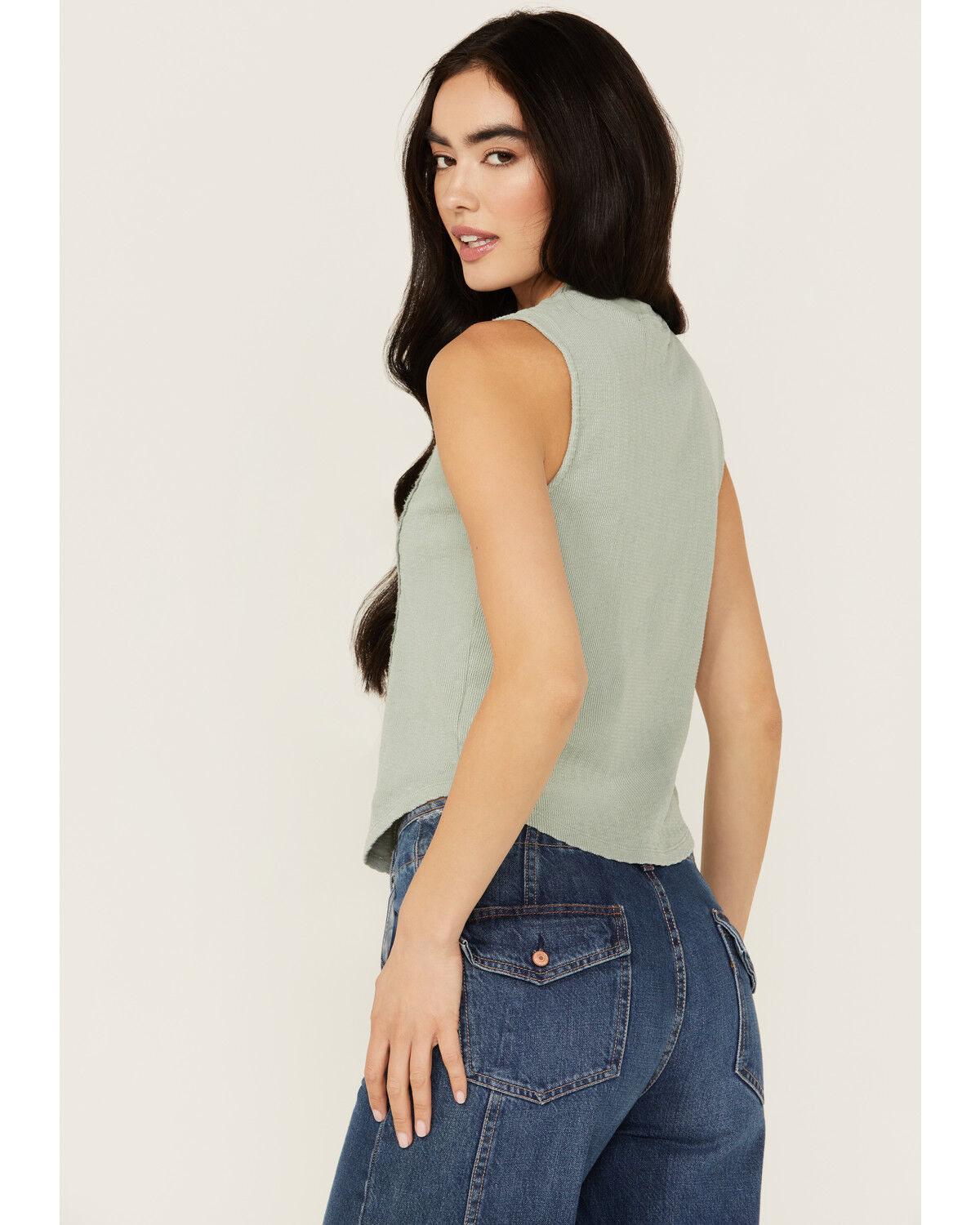 Image #4 - Rock & Roll Denim Women's Sleeveless Embroidered Tank Top, Jade, hi-res