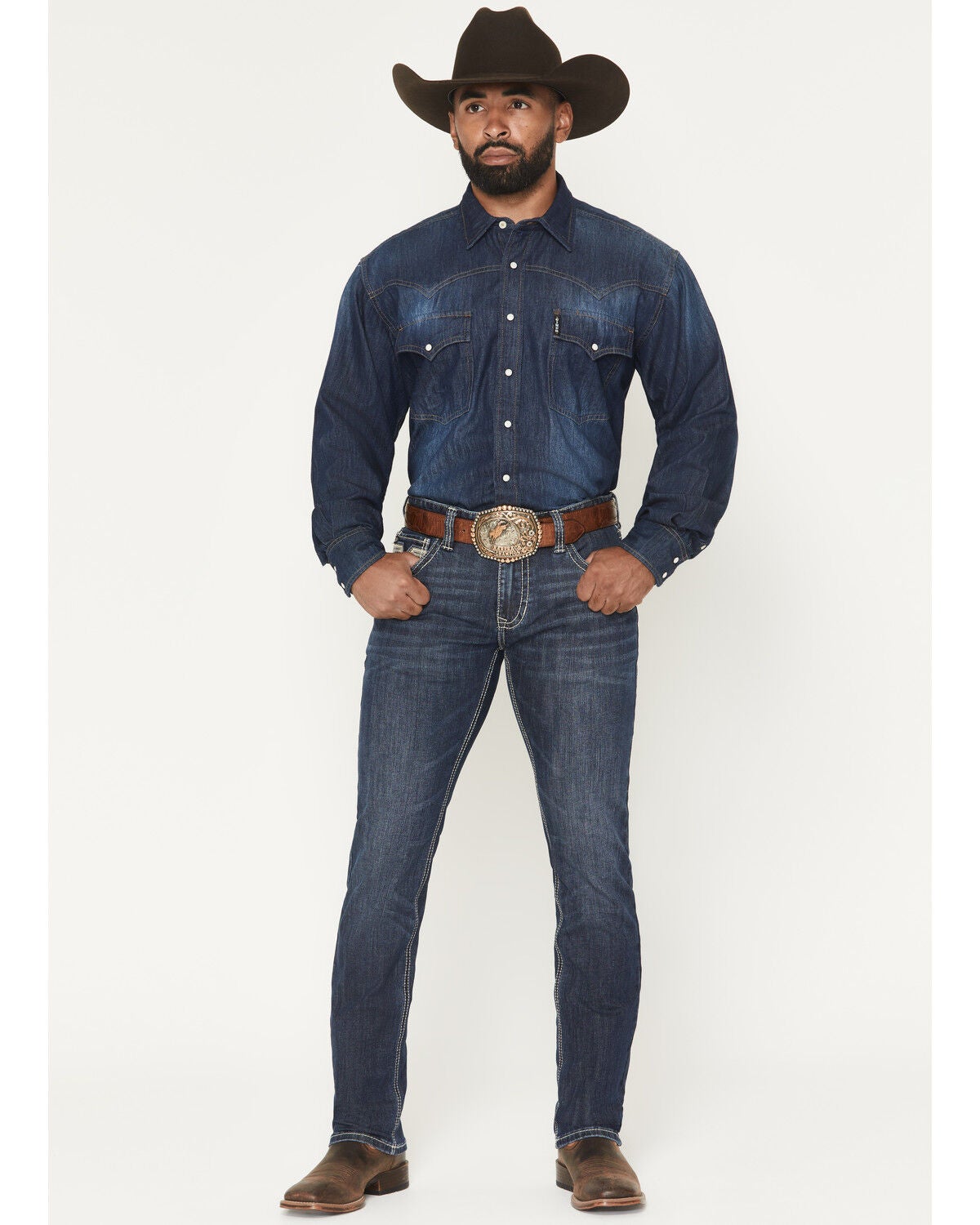 Rock & Roll Denim Men's Dark Wash Skinny Reflex Denim Jeans, Dark Wash, hi-res