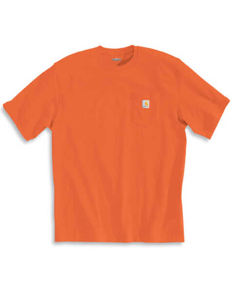 Image #1 - Carhartt Men's Loose Fit Heavyweight Logo Pocket Work T-Shirt - Big & Tall, Orange, hi-res