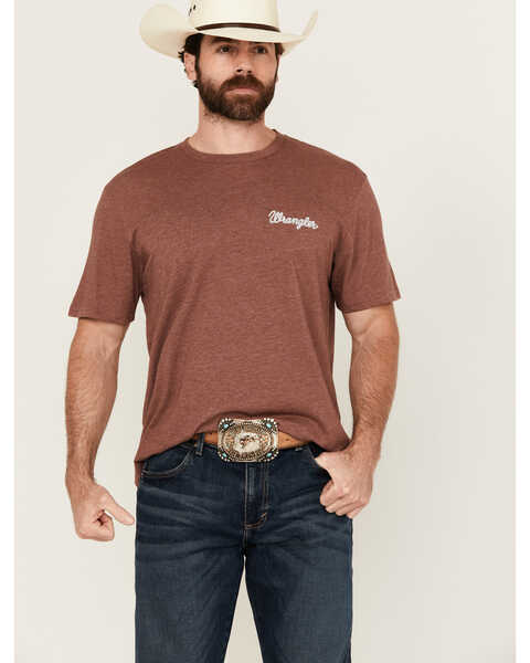 Wrangler Men's Cowboy Logo Short Sleeve Graphic T-Shirt , Rust Copper, hi-res