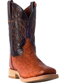 Dan Post Men's Philsgood 2 Smooth Ostrich Cowboy Boots - Square Toe, Cognac, hi-res