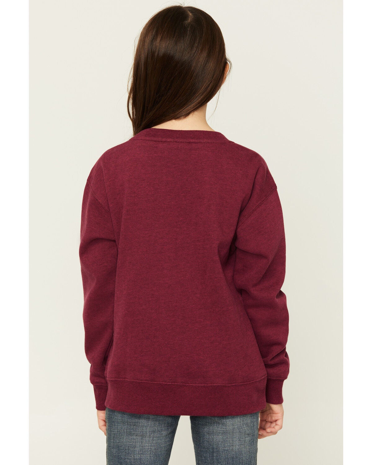 Image #4 - Ariat Girls' Emblem Sweatshirt, Maroon, hi-res