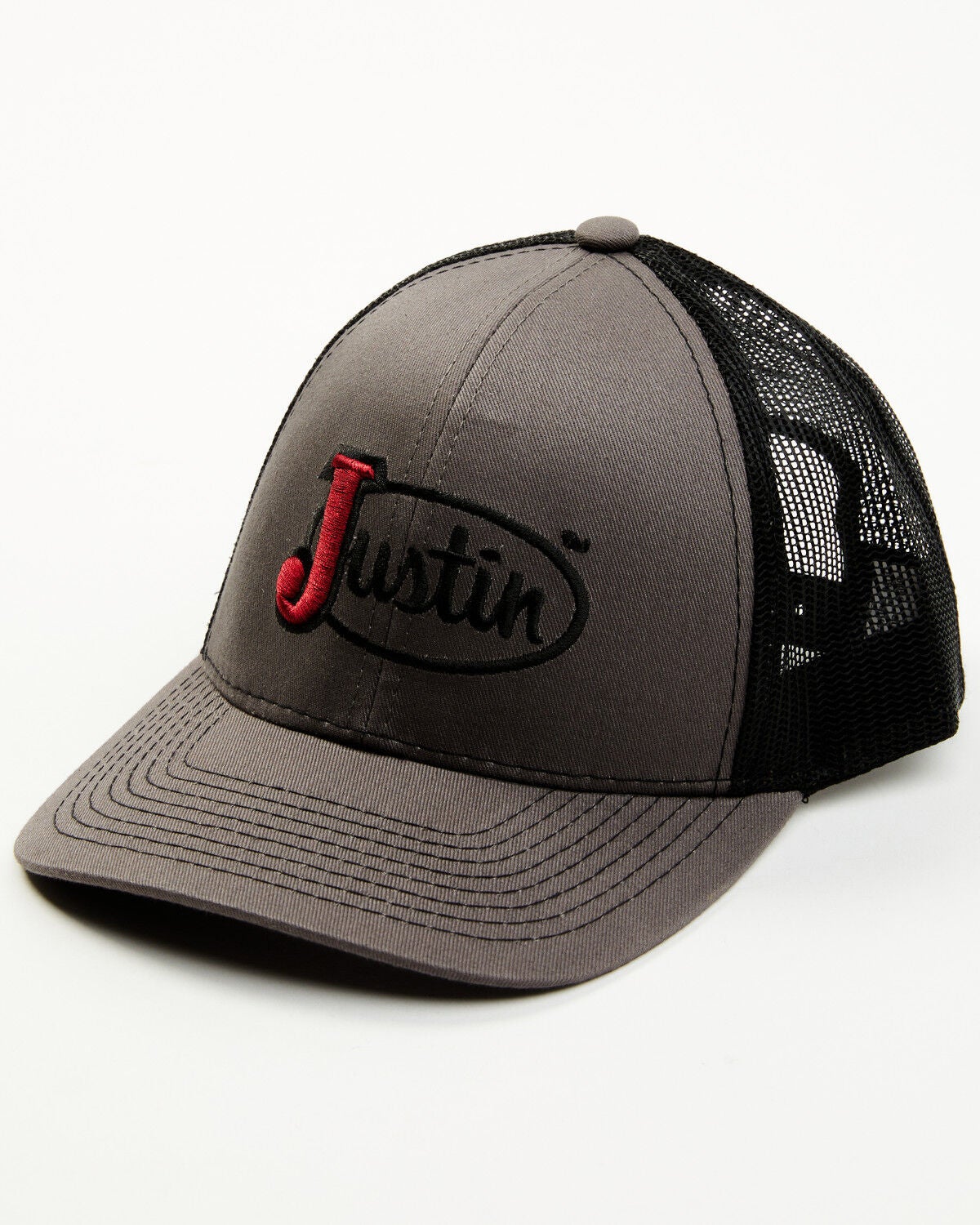 Justin Men's Embroidered Logo Ball Cap, Grey, hi-res
