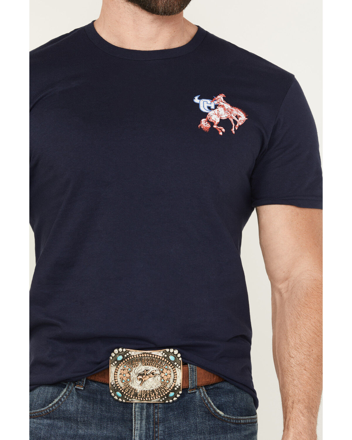 Image #3 - Cowboy Hardware Men's In God We Trust Short Sleeve Graphic T-Shirt, Navy, hi-res