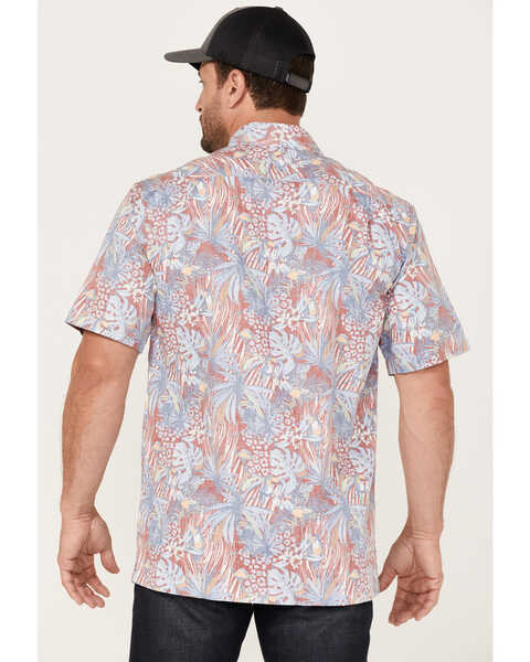 Image #4 - Scully Men's Birds Of Paradise Floral Print Short Sleeve Button Down Western Shirt , Red, hi-res