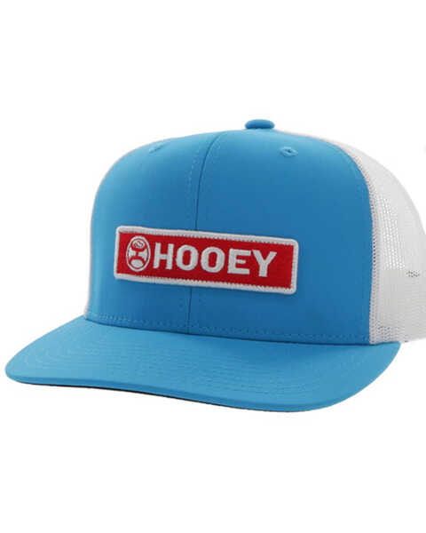 Hooey Men's Lock-Up Logo Patch Trucker Cap, Blue, hi-res