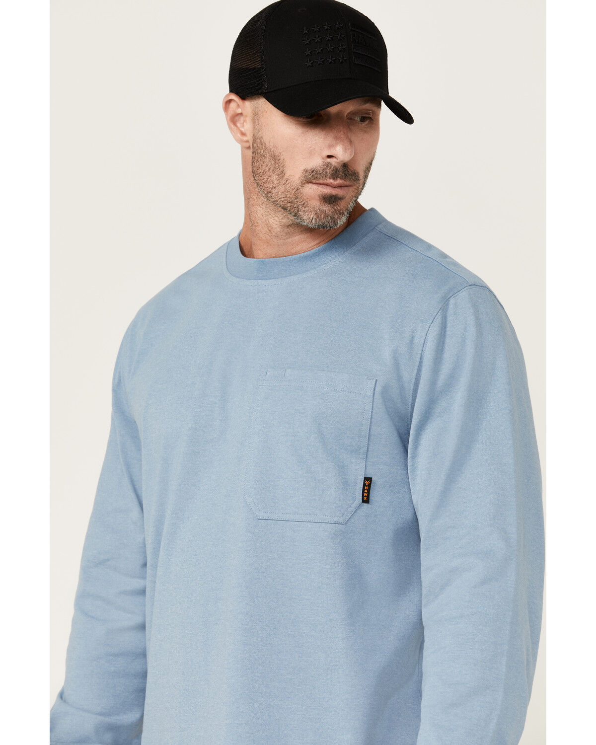 Image #2 - Hawx Men's Forge Long Sleeve Work T-Shirt, Light Blue, hi-res