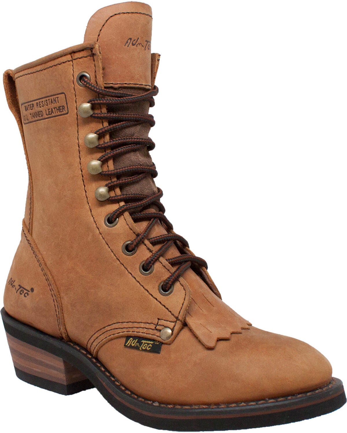 Ad Tec Women's Tan 8" Brown Leather Packer Boots - Soft Toe, Tan, hi-res