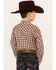 Image #4 - Roper Boys' Plaid Print Cowboy Embroidery Long Sleeve Pearl Snap Western Shirt, Burgundy, hi-res