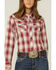 Cumberland Outfitters Women's Rust Ombre Plaid Western Shirt, Rust Copper, hi-res