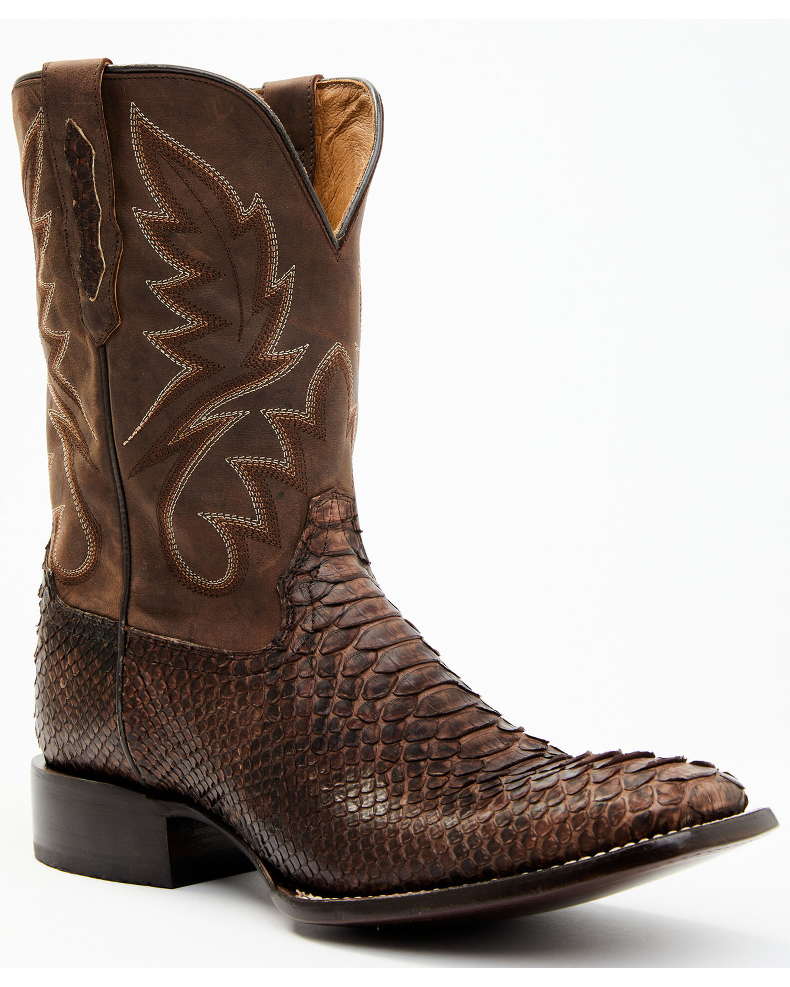 Snakeskin boots mens square toe hot sale